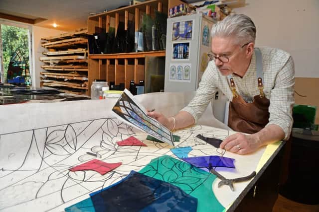 Derek Hunt at work in his studio at Medbourne.
PICTURE: ANDREW CARPENTER