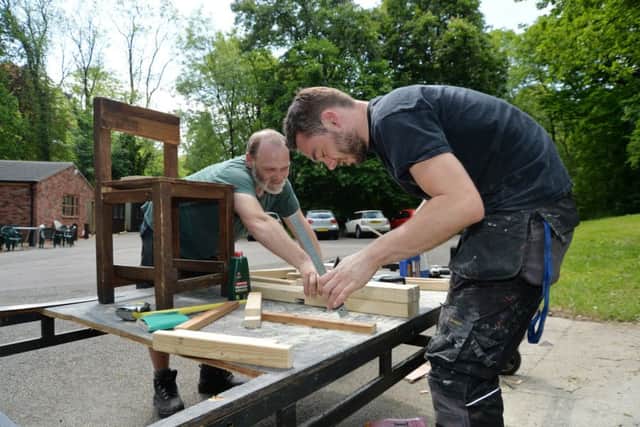 Set builders...Tim Peacock and Ian Shipley.
PICTURE: ANDREW CARPENTER